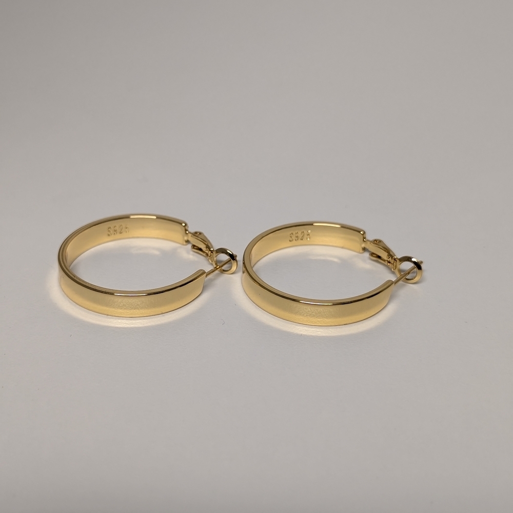 .925 Sterling Silver Gold Hoop Earrings